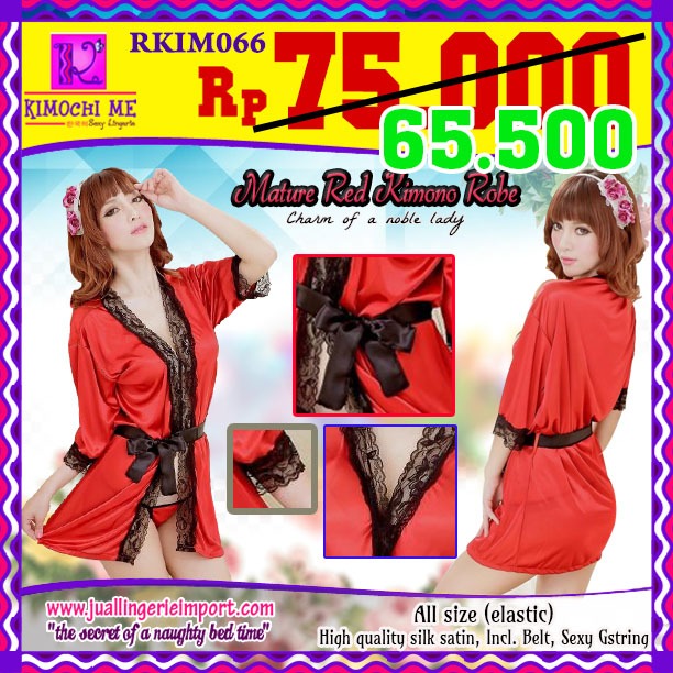 FOLVA kimono baju tidur satin RKIM066 merah all size