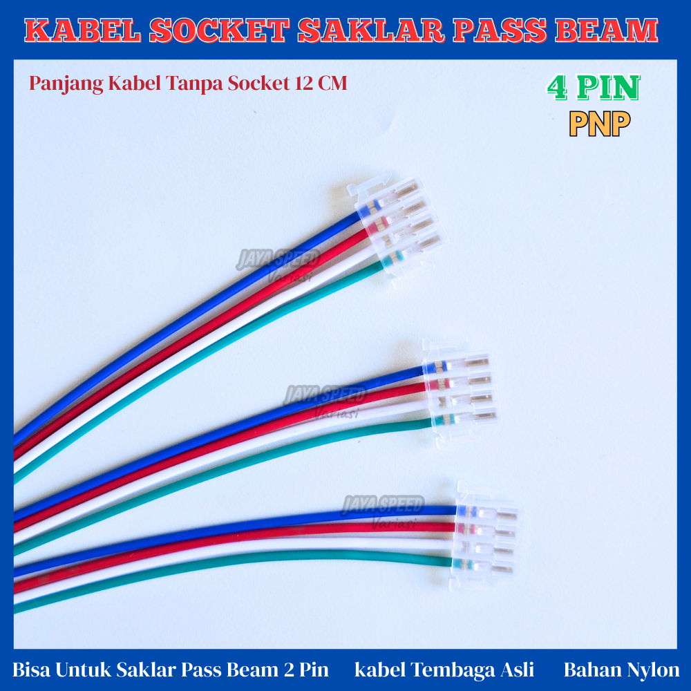 JS GROSIR Soket Kabel Saklar Pass Beam 4 Pin / Kabel Socket Pass Beam 4 Kaki Full Tembaga
