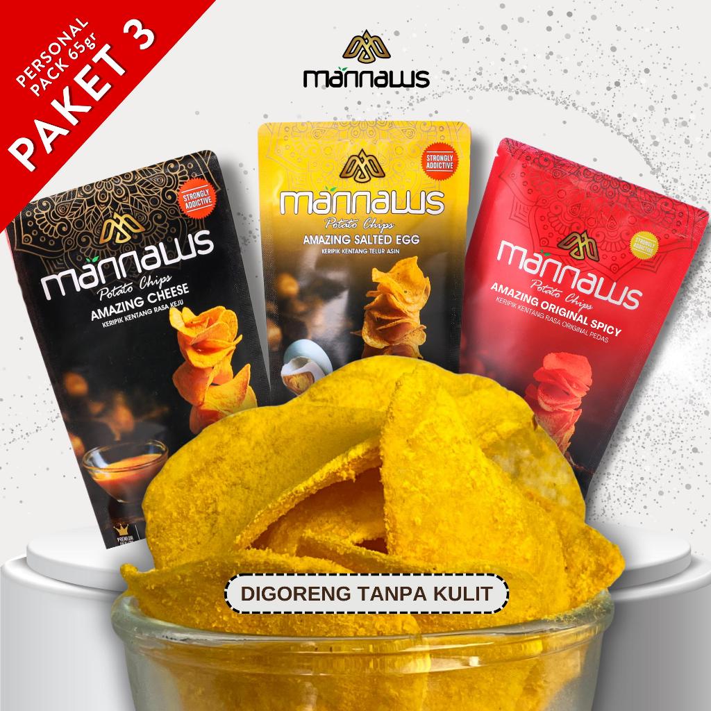 

Mannaws Potato Chips Snack Keripik Kentang Paket 3 Personal
