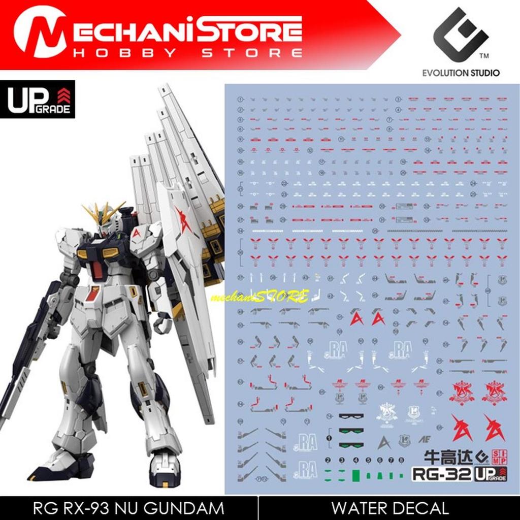 Decal RG Nu Gundam  - RG32 Nu Gundam RG RX93 Rx 93 Funny Cat x EVO evolution waterdecal water decal