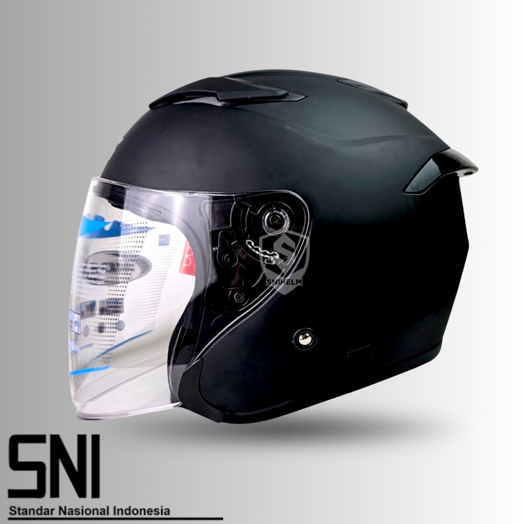 Helm MDS VOLTUS SOLID Black Doff- Helm Half Face SNI Suport Intercom