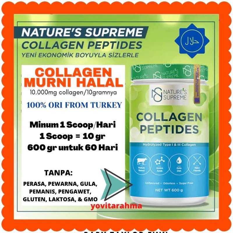 Nature's Supreme Halal Collagen 600g 10,000mg || Halal Collagen Peptides 600g 10,000mg Turki