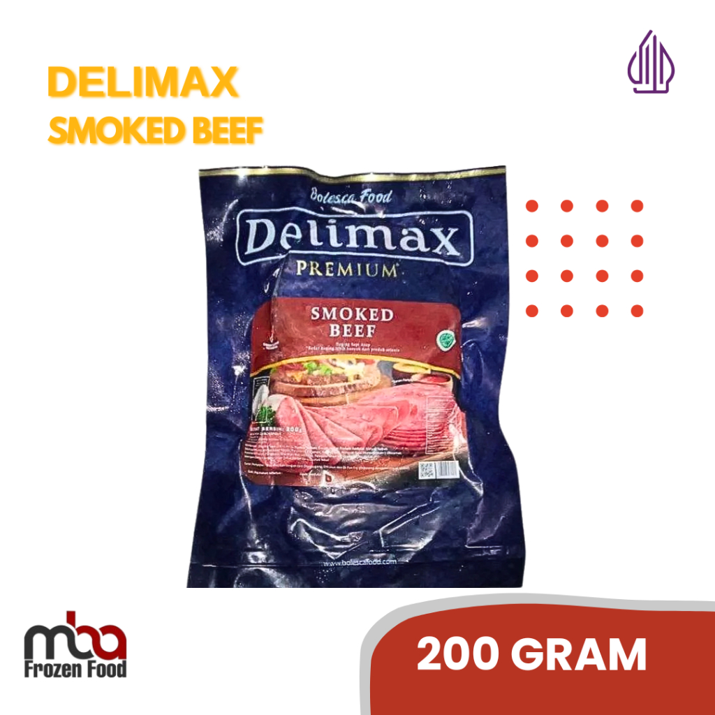 

Delimax Smoked Beef 200 Gram /Sosissapi /Sapi /Sosis /Daging /Kornet /Sate /Snack /Camilan /Dagingsapi /Burger /Dagingayam /Ayam /Frozenfood /Smokebeef /Beef