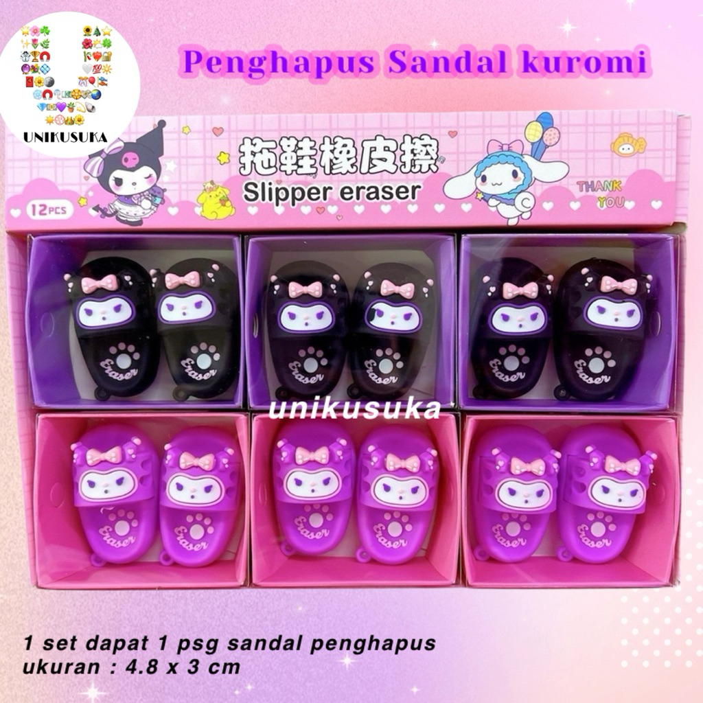 

[UNIKUSUKA] Penghapus pensil kuromi sanrio bentuk sandal lucu
