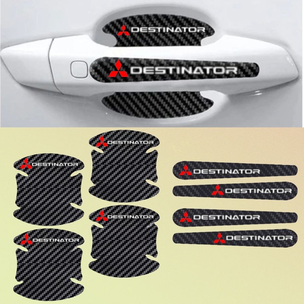 DESTINATOR Stiker / Sticker Car Outer Handle Carbon 3D Anti Gores Pelindung Pintu Mitsubishi