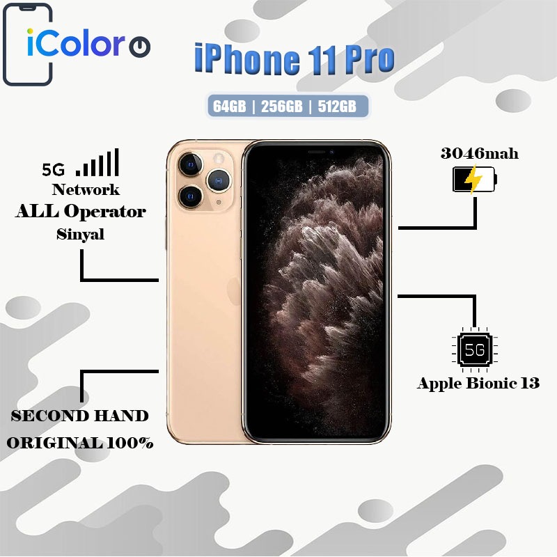 iPhone 11 Pro  64GB/256GB/512GB Second BEKAS ORIGINAL 100% MULUS NORMAL FULLSET Kondisi Perfect