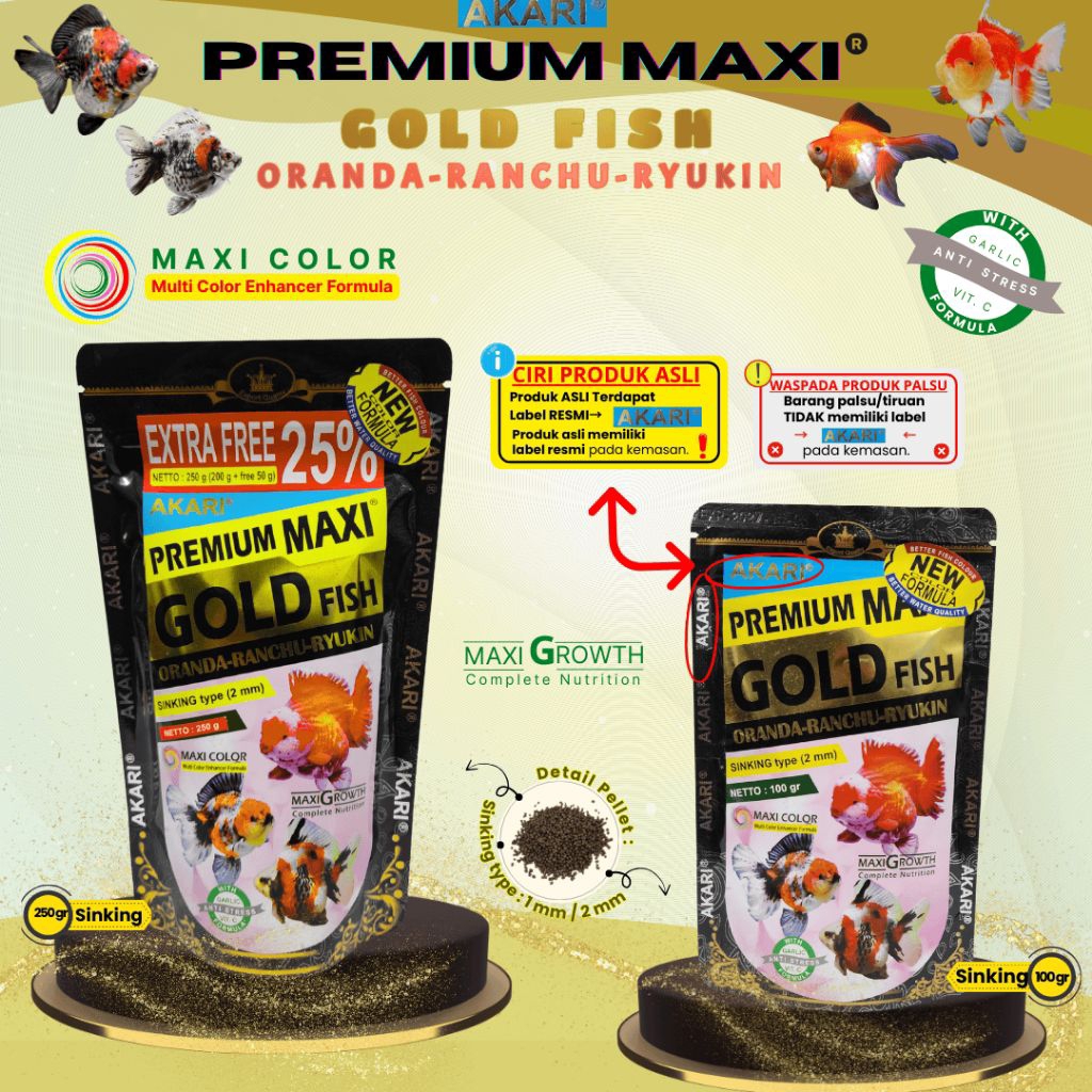 Makanan Ikan Goldfish Oranda Rancu AKARI PREMIUM MAXI GOLDFISH 100GR