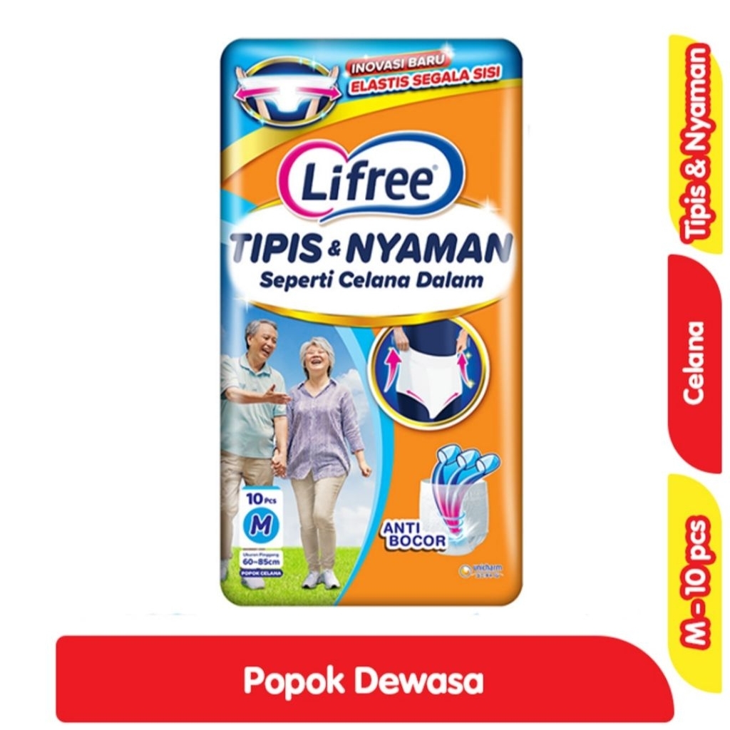Lifree Tipis & Nyaman Popok Celana Dewasa M 10 Pcs