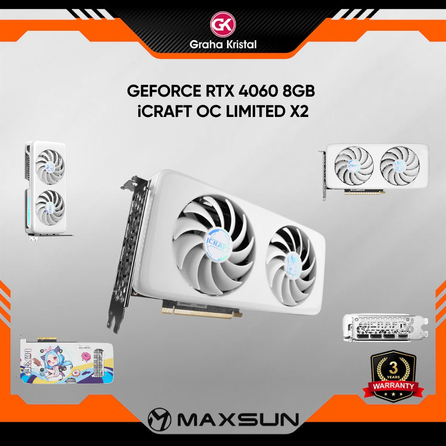 VGA MAXSUN GEFORCE RTX 4060 8GB iCRAFT OC LIMITED X2 (WHITE EDITION) - SKYLIGHT RGB - DUAL FAN RTX40