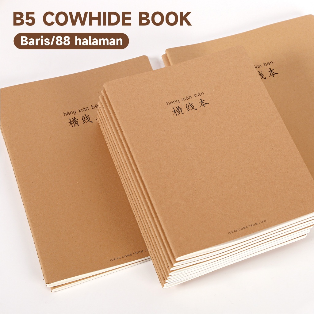 

12 PCS Buku Lini Mobil Kulit Sapi Buku Catatan Pelajar B5 Menebal 88 Halaman Retro Horizontal Line Notepad Menulis Notebook Bebas Tinta