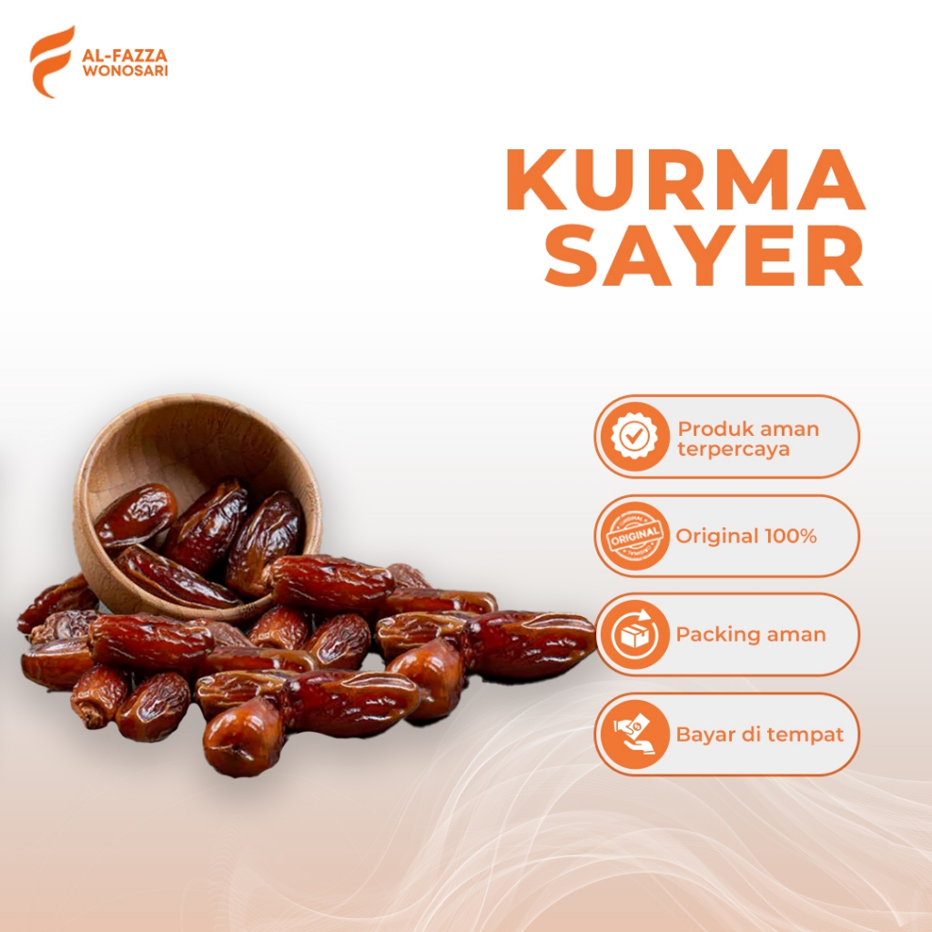 

Kurma Sayer Premium 100% Asli - Lembut, Tidak Terlalu Manis, Favorit untuk Diet dan Oleh Oleh Haji dan umroh