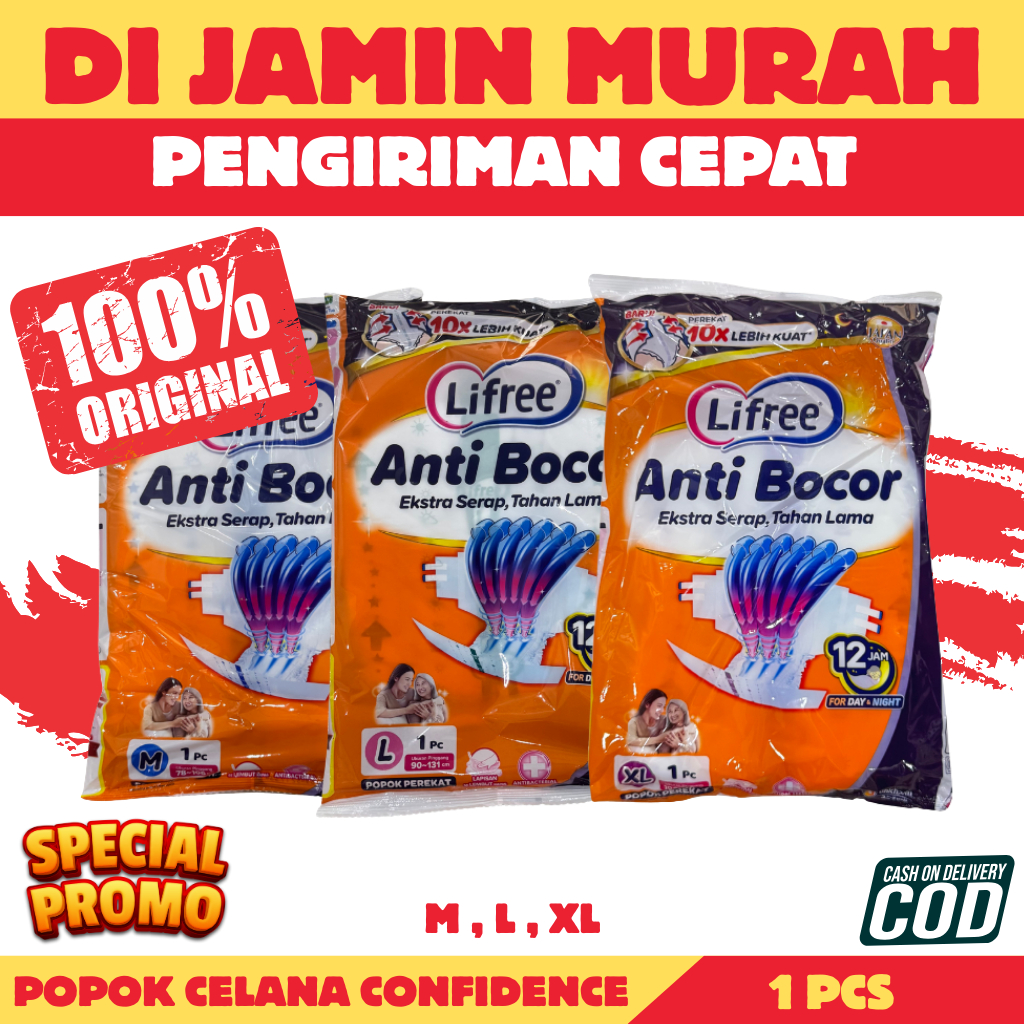 Lifree Popok Dewasa - Popok Perekat Satuan Renceng Size M  L  XL