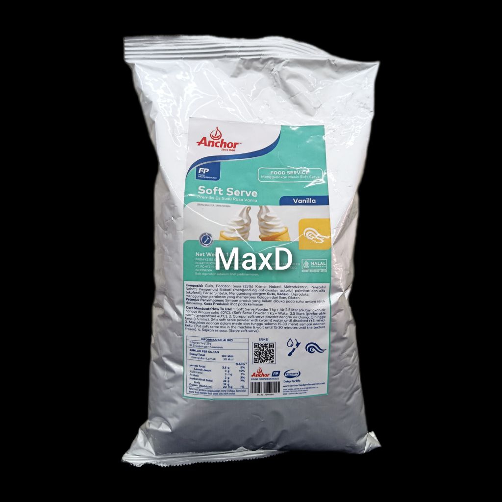

Anchor Soft Serve Premiks Es Krim Susu Rasa Vanila Bubuk 1 kg 1 Bks
