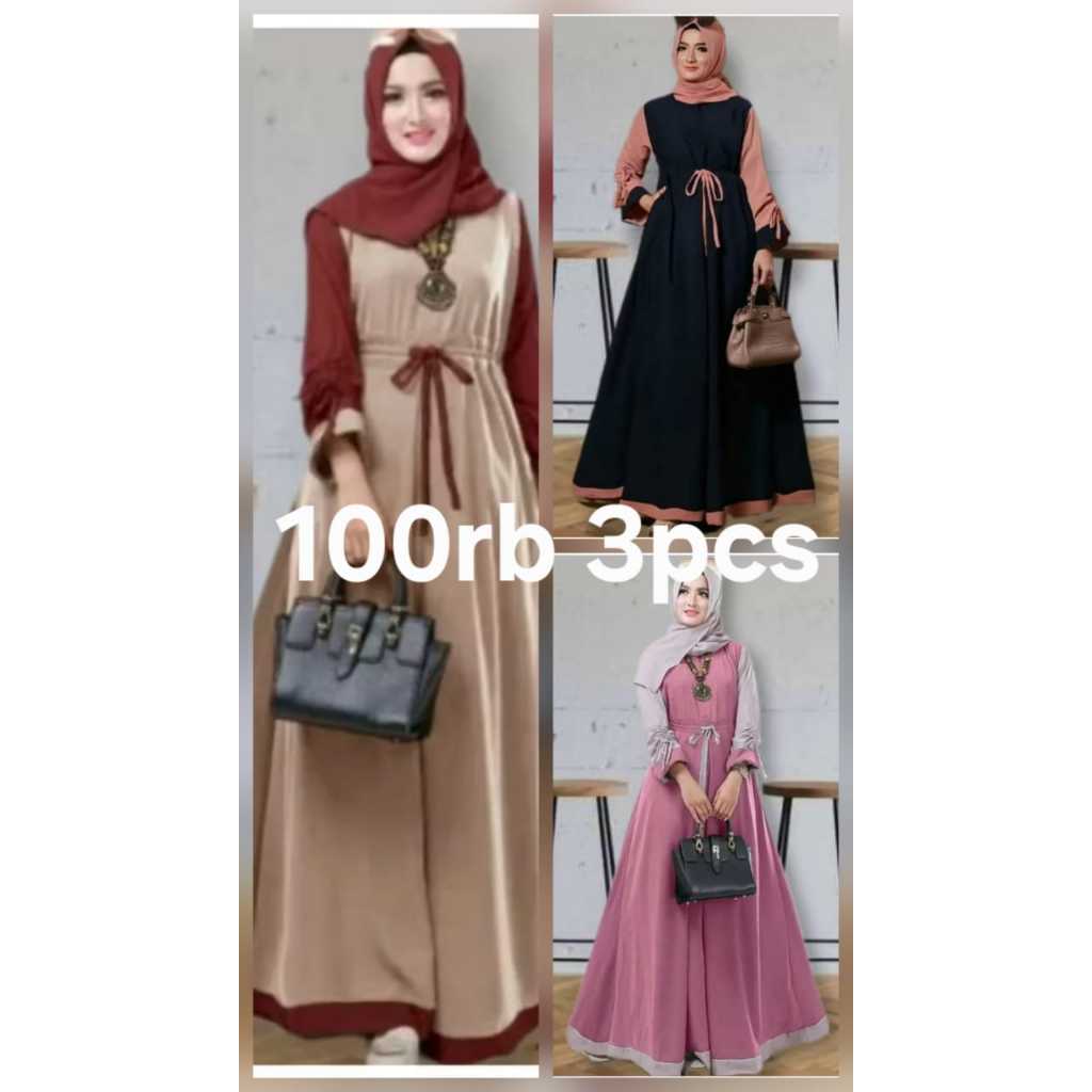 100RB 3PCS Gamis Renata Gamis Wanita Terbaru 2024 Gamis lebaran