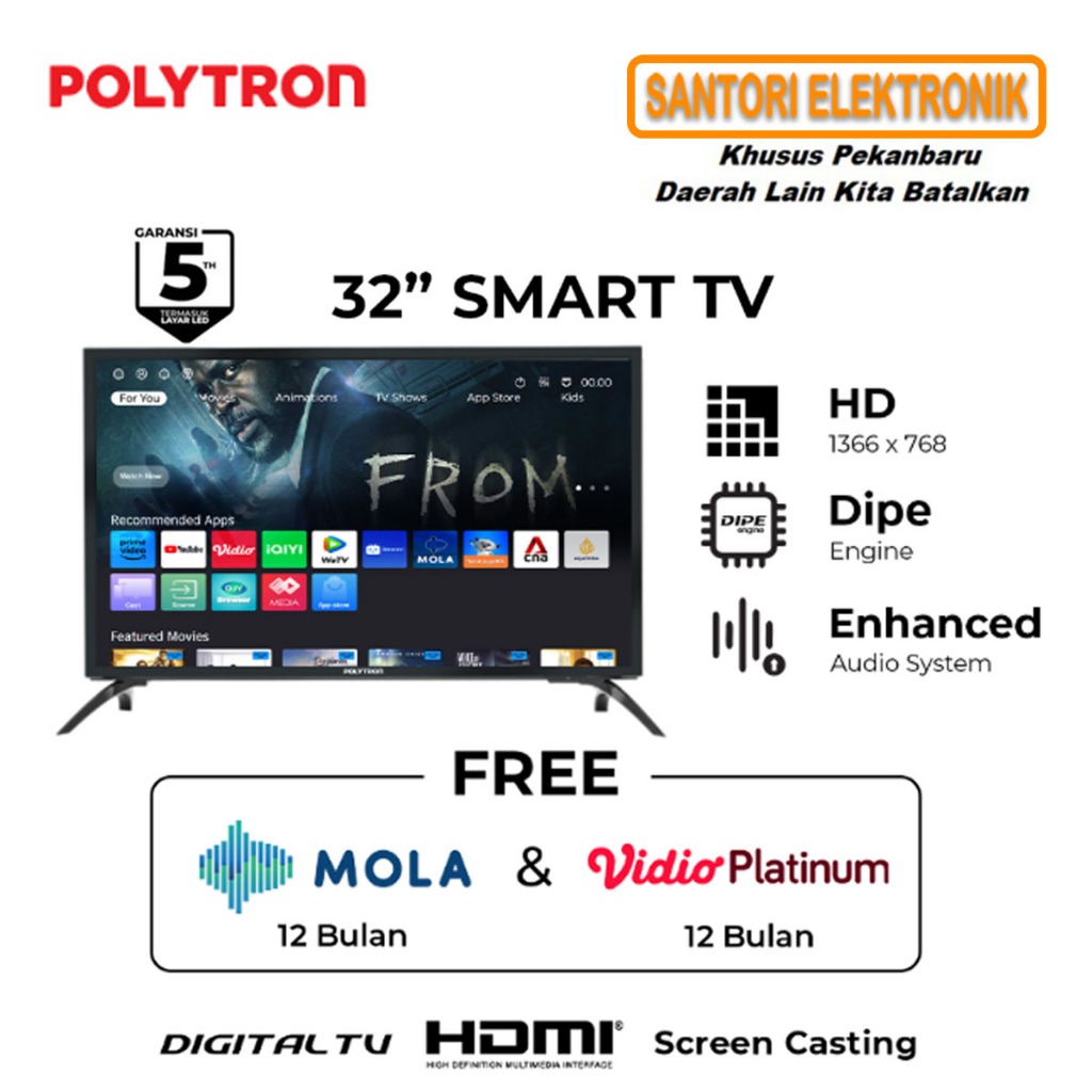 LED SMART TV POLYTRON 32 INC SUDAH DIGITAL