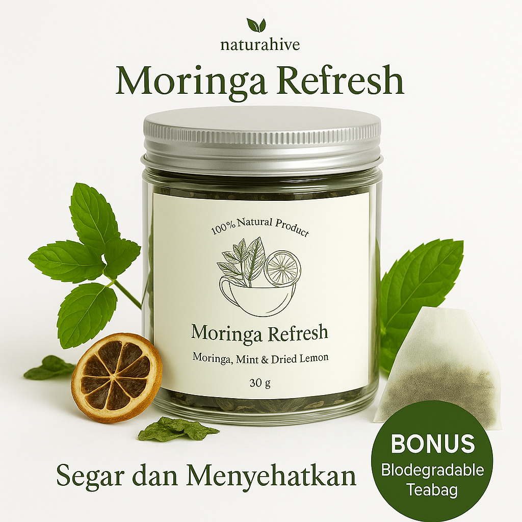 

Naturahive Moringa Refresh - Teh Daun Kelor dengan Mint dan Lemon