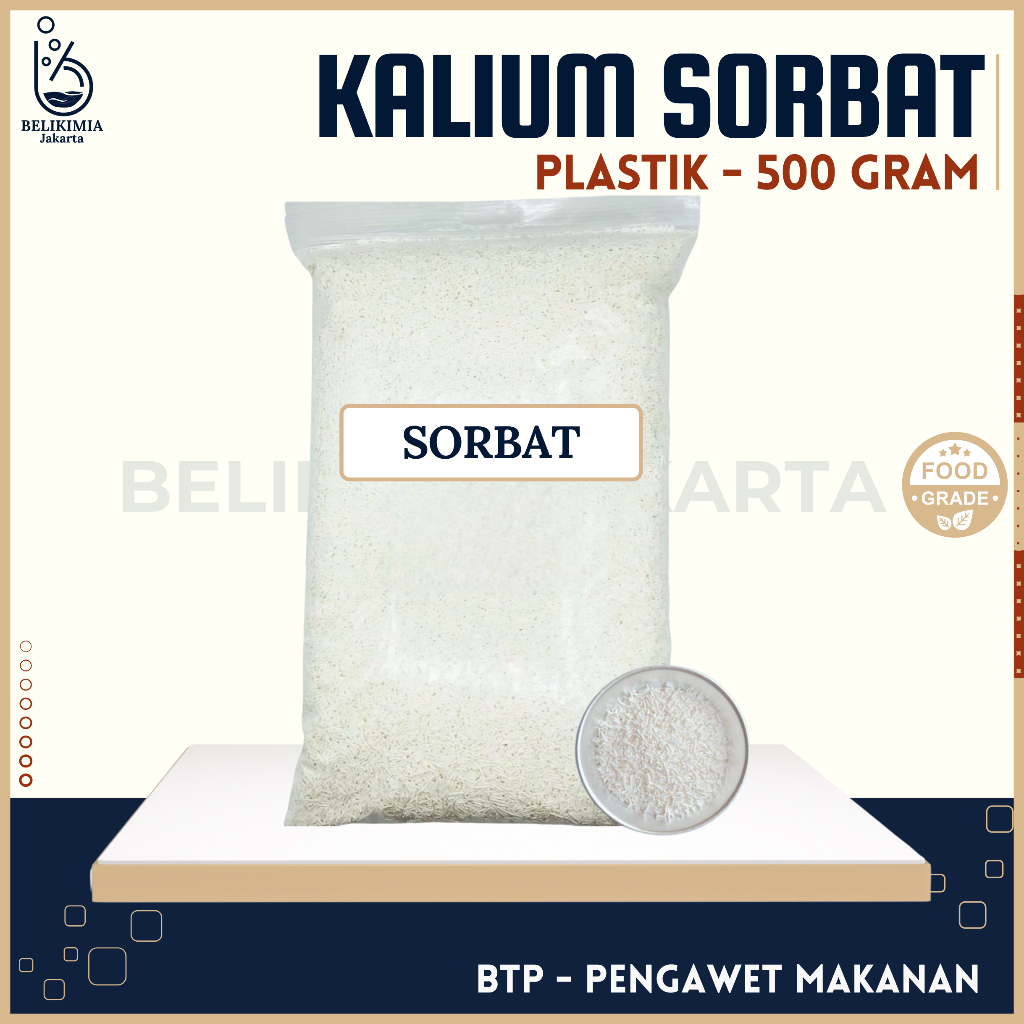 

Kalium Sorbat 500 Gram - Food Grade - Bahan Tambahan Pangan Pengawet Makanan