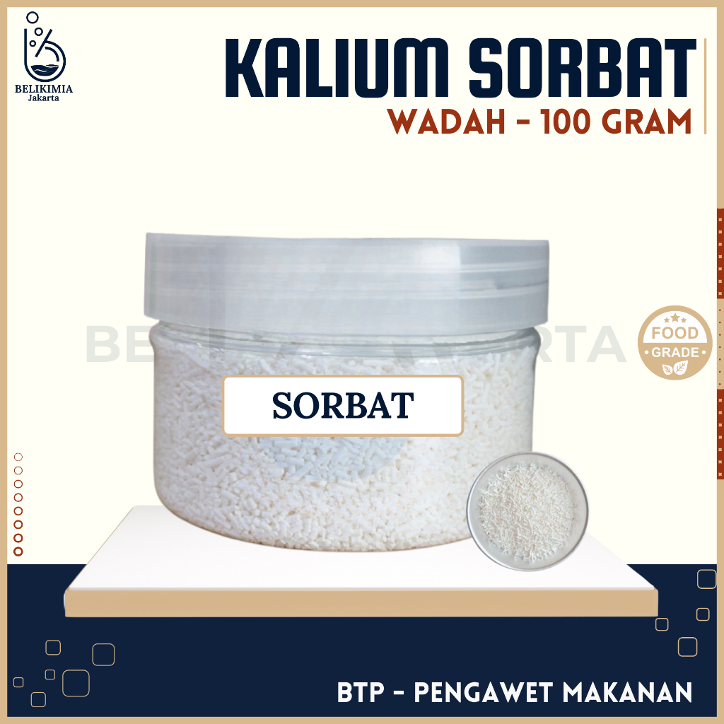 

Kalium Sorbat 100 Gram - Food Grade - Bahan Tambahan Pangan Pengawet Makanan