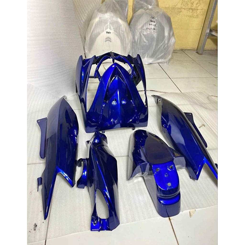Cover full body halus motor Mio soul karbu warna biru candy