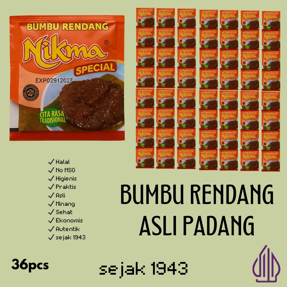 

Bumbu Rendang Instan NIKMA 36 Sachet Halal Paket Hemat Asli Padang Tradisional
