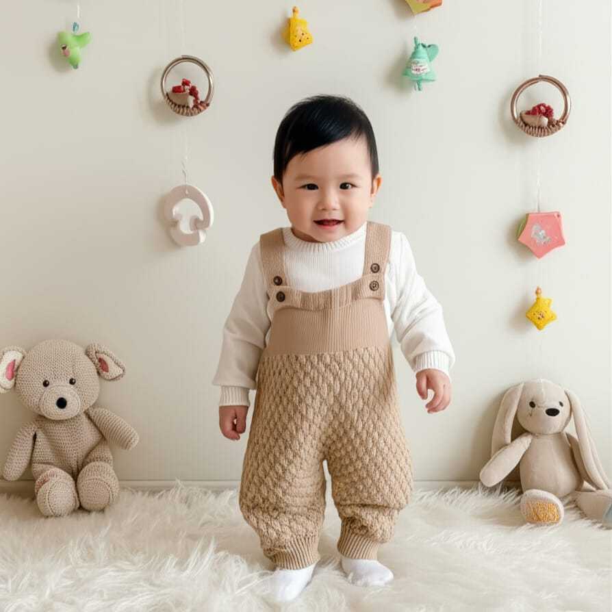 Baju Bayi Rajut overall Lucu Newborn 0–12 Bulan / Baju Hangat Rajut Lengan Panjang / Outfit Bayi Lak