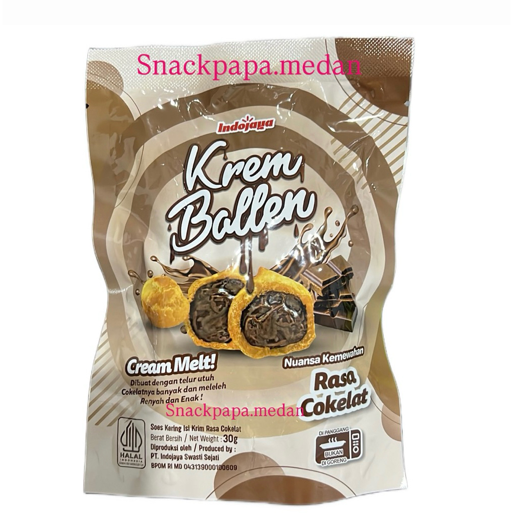 

KUE SUS KERING RASA COKELAT KREM BALLEN [1 BUNGKUS @30G] | SOES KERING ISI KRIM RASA COKELAT | KREM BALLEN SOES KERING