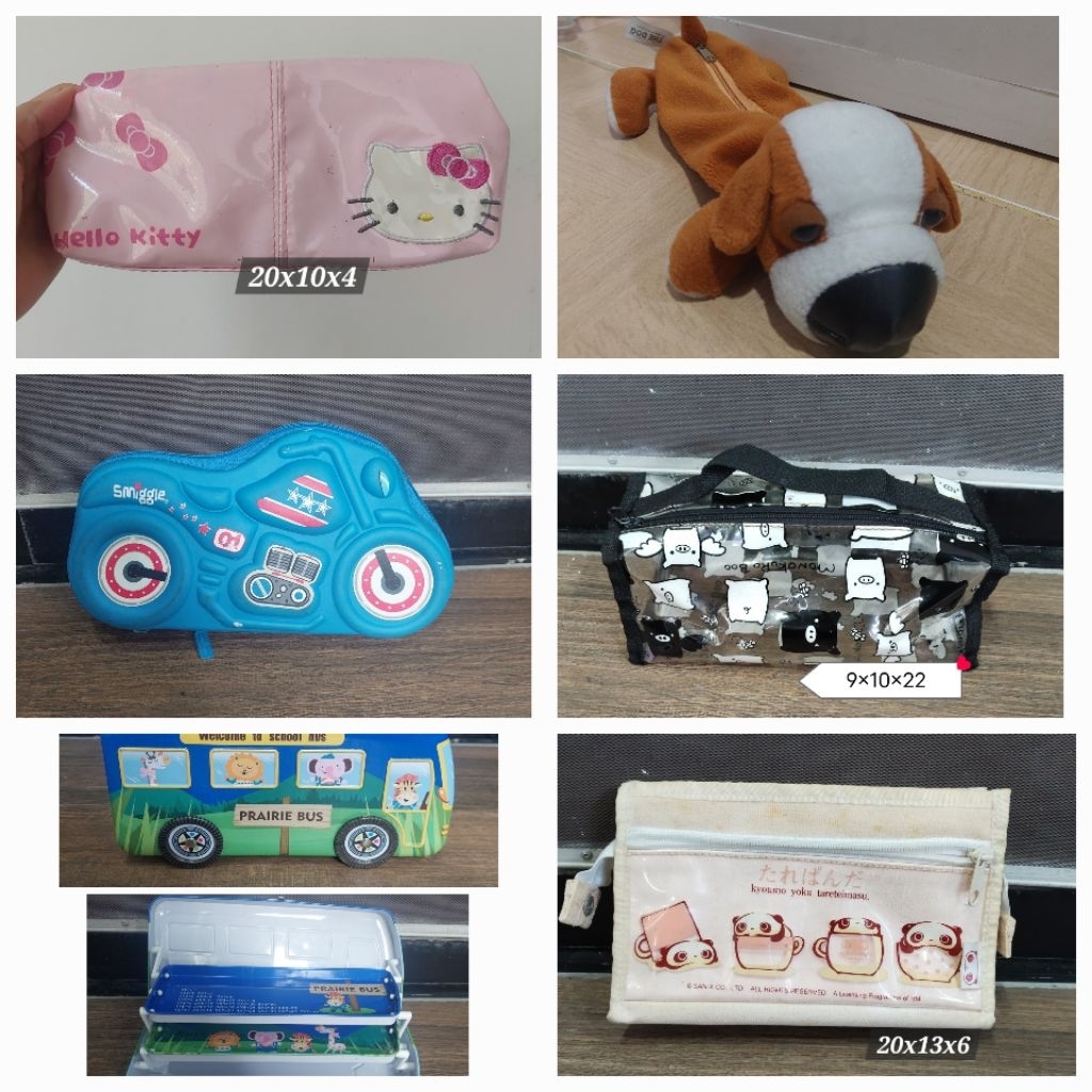 ATK - PRELOVED TEMPAT PENSIL ANAK KOTAK PENSIL PENCIL CASE DUSGRIP HELLO KITTY SMIGGEL DOG MONOKURO 