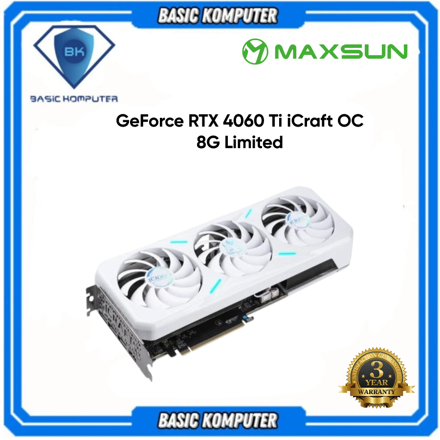 VGA MAXSUN GEFORCE RTX 4060 Ti 8GB iCRAFT OC GDDR6 - SKYLIGHT RGB - TRIPLE FAN RTX 4060Ti