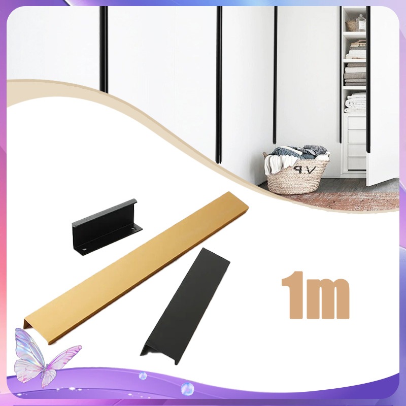 Pintu Lemari Invisible Pintu Lemari Handle Lemari Panjang 100cm Gagang Pintu Lemari Minimalis Handle