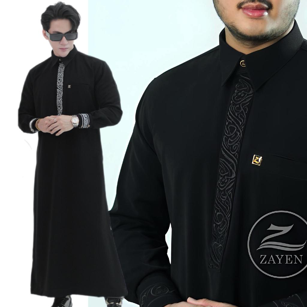 Zayen Slimfit Gamis Pria Hitam Elegan Premium Jubah Slimfit pria Gamis Pria Slimfit jubah zayen hita