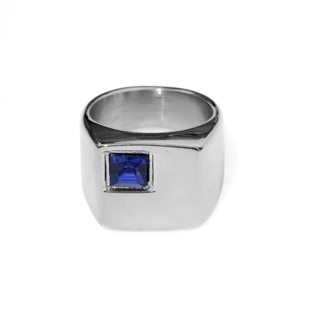 0.KARATS - Saphire Ring Titanium Stainless Steel Cincin Unisex Pria Wanita Aksesoris Fashion Anti Ka