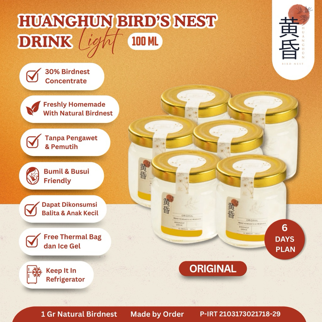 

PAKET HUANGHUN BIRDNEST DRINK LIGHT - MINUMAN SARANG BURUNG WALET(100ml - 1gr bird nest SANGAT KENTAL DAN BERSERAT)