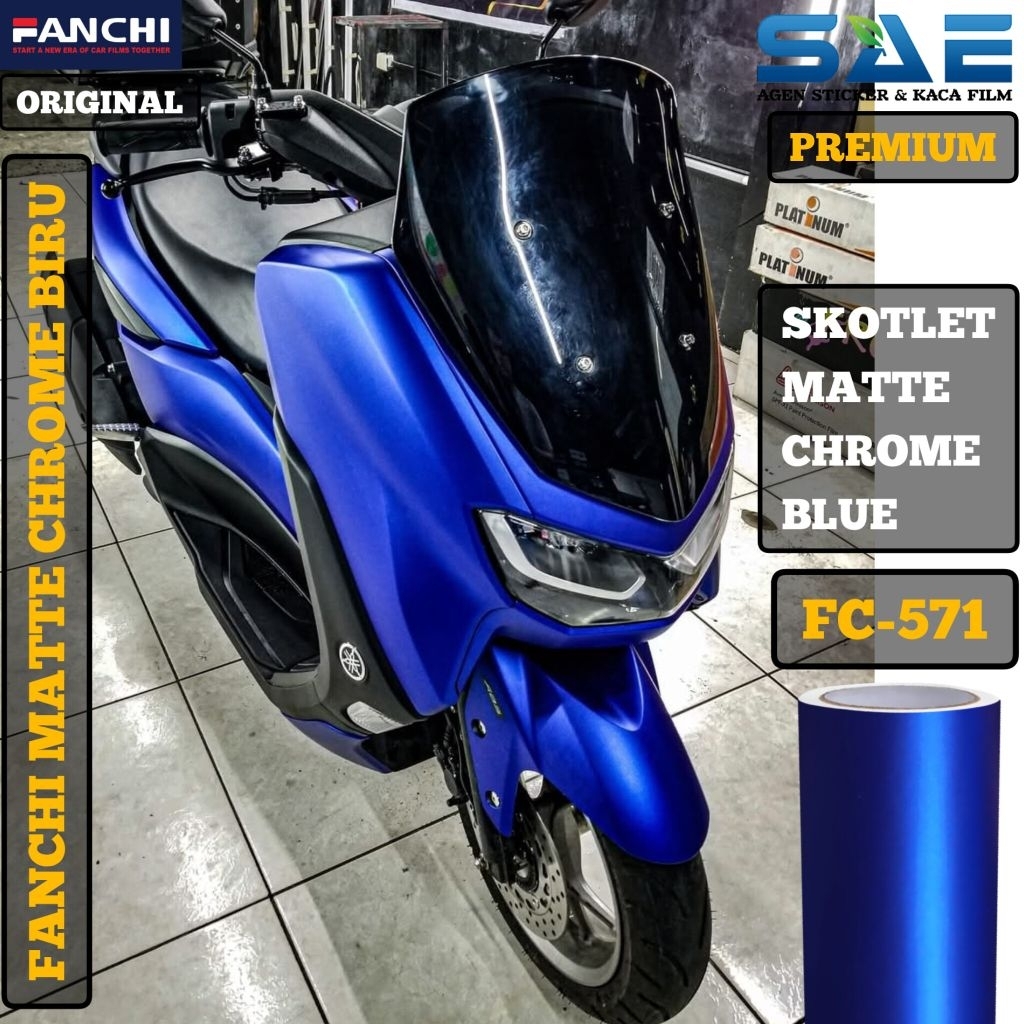 Skotlet Biru Doff Matte Chrome Sticker Motor Fanchi Premium