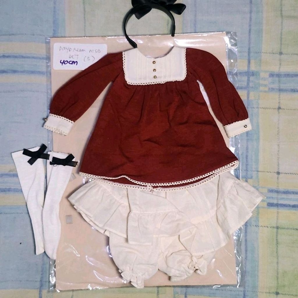 preloved baju dress boneka bjd untuk 40cm warna merah