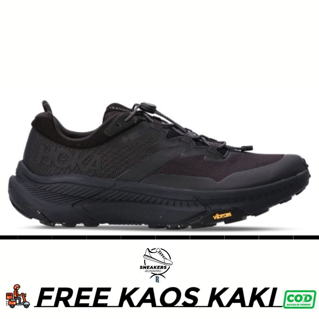 SNEAKER RUNNING R/ sepatu tracking trail / sepatu running/ sepatu gunung hoka transport full black