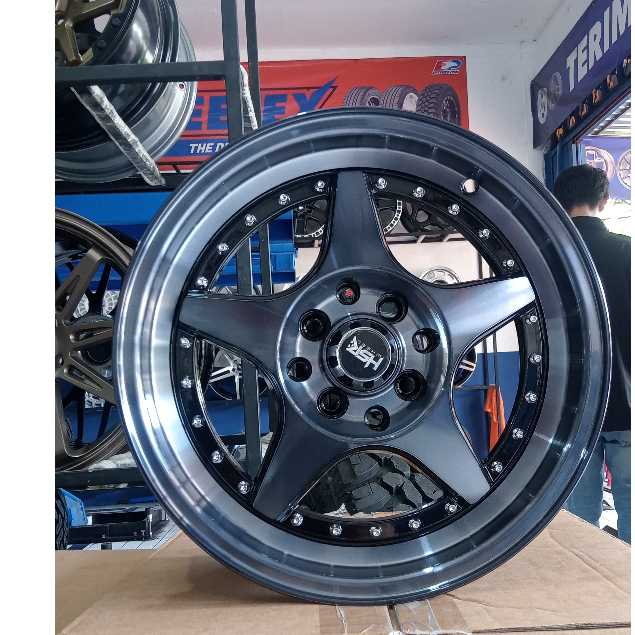 Velg Mobil Celong HSR Kobror R15 | Racing Ring 15 PCD 4x100/114 | Velg Ceper Stance