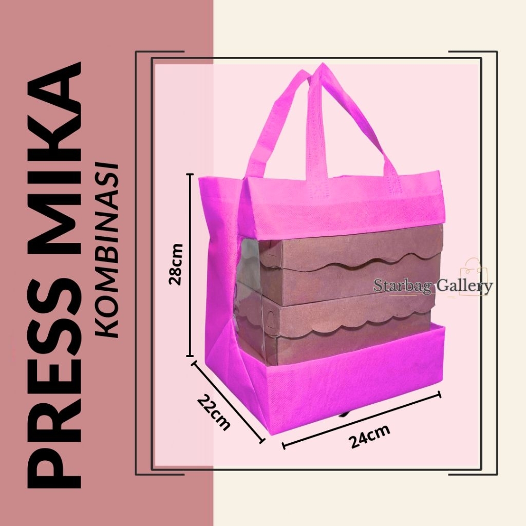 

(1 LUSIN/12 BIJI ) Tas Press Mika Kombinasi Spunbond