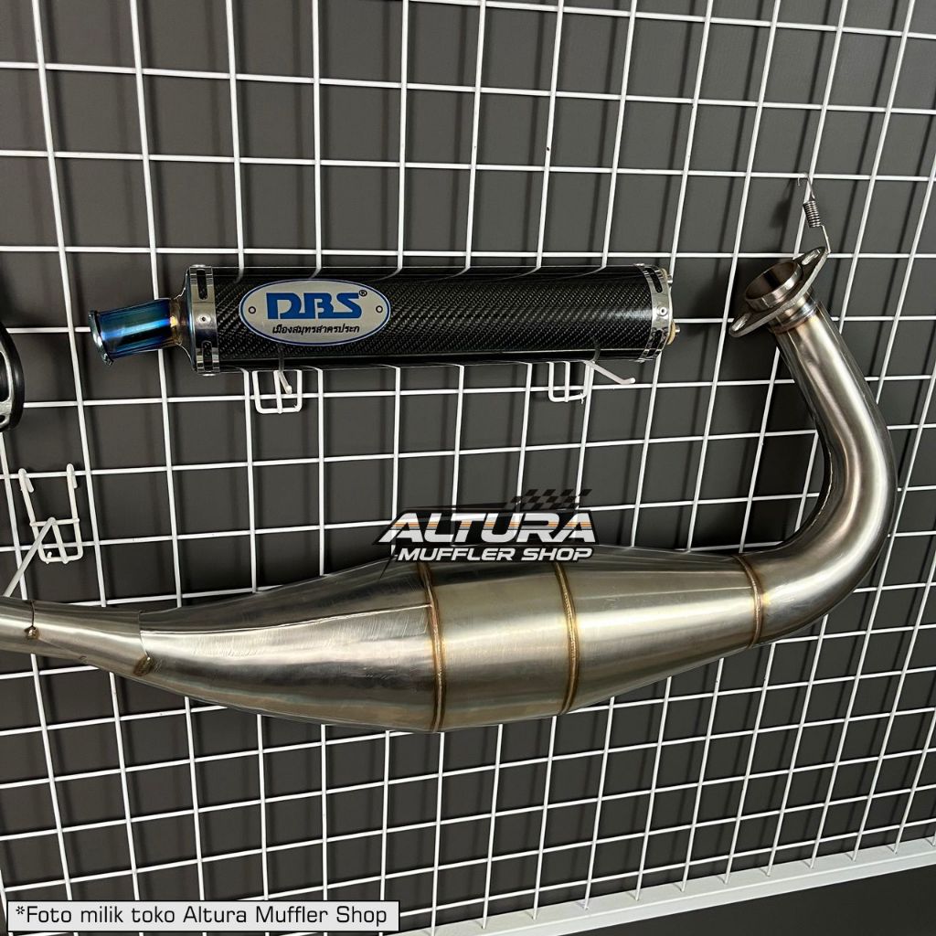 Knalpot Ninja R RR SS Kolong Cobra Chamber Pres Kenalpot Racing DBS Silencer Carbon Blue Emblem Biru