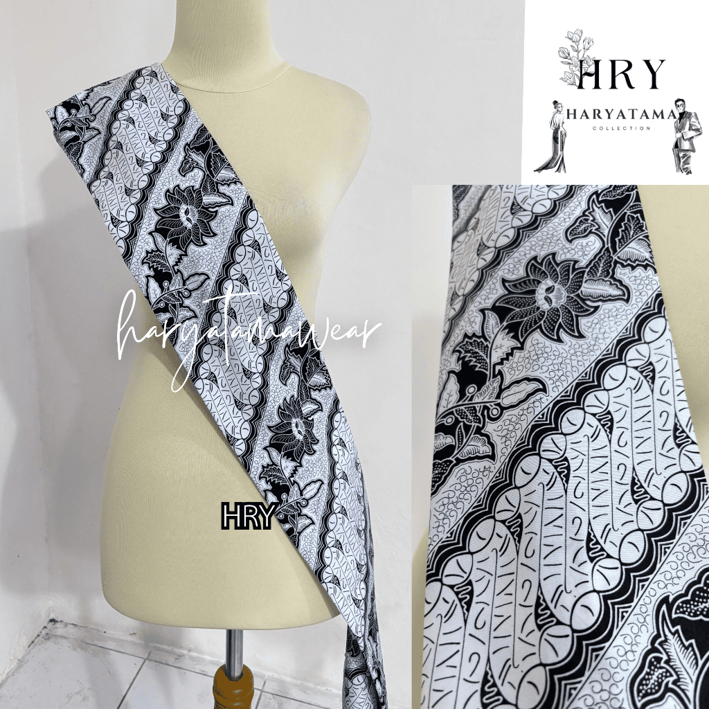 Selendang Kebaya Motif Batik Putih