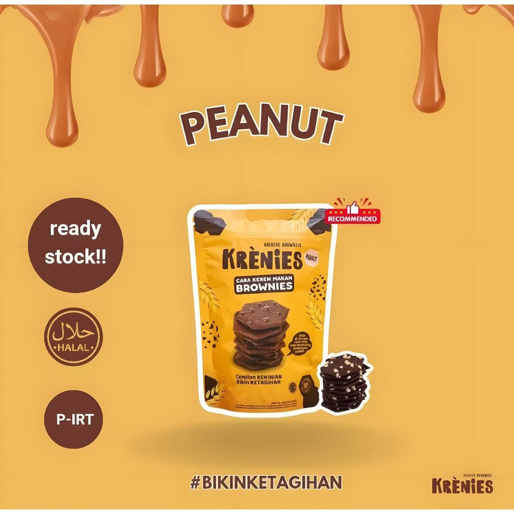 

Cemilan Krekers Brownies Kering KRENIES || Peanut 60gr
