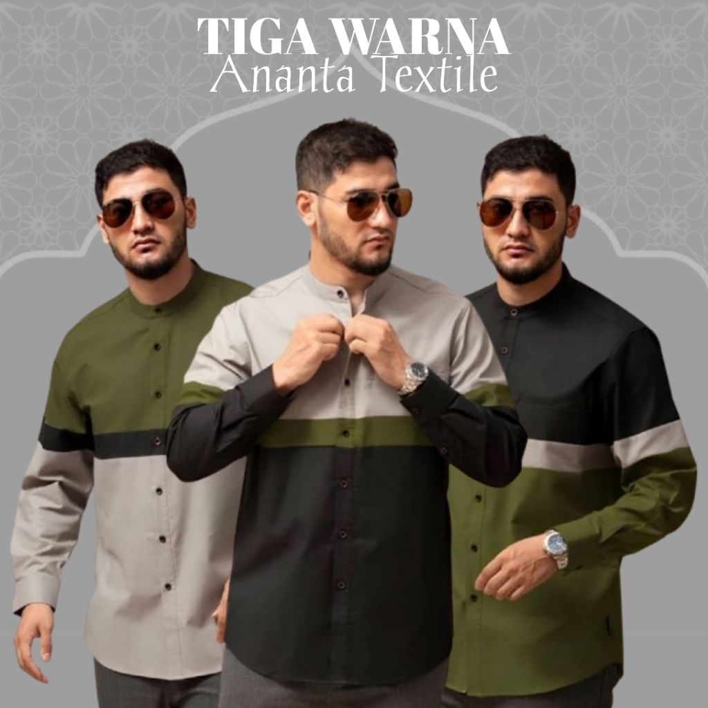 Baju Koko Pria Dewasa Lengan Panjang Kemeja Hadroh Zise M L XL XXL