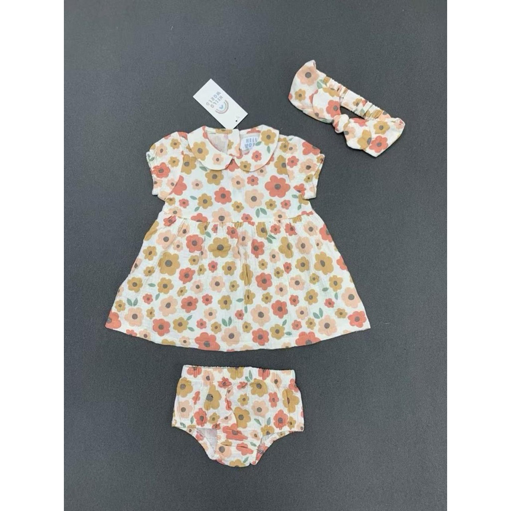 One Set Bunga Bandana | 3in1 Dress Bunga Anak Perempuan