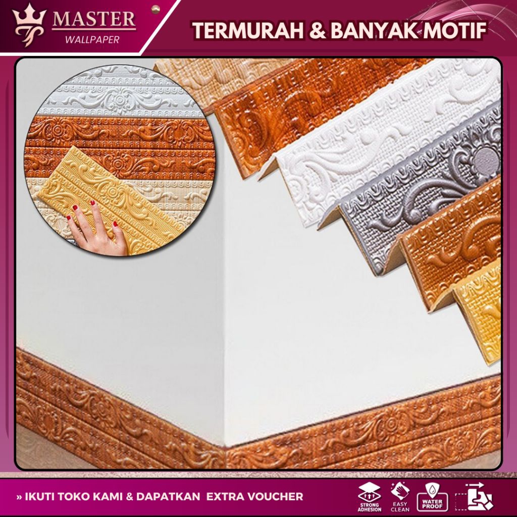 Dekorasi Dinding Stiker 3D Minimalis List Dinding Wallpaper Foam 3D