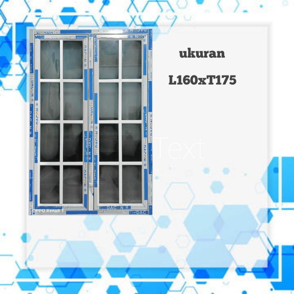 kusen jendela alumunium+ornamen dua daun ukuran L160xT175 free packing kayu