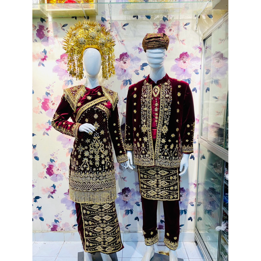 Baju Penganten Premium Terbaru/baju penganten minang/baju pengantin padang/baju penganten beludru ma