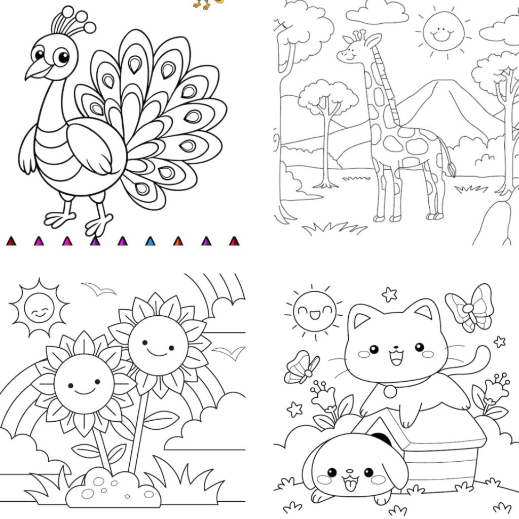 

50 lembar kertas mewarnai gambar kecil 9x14cm