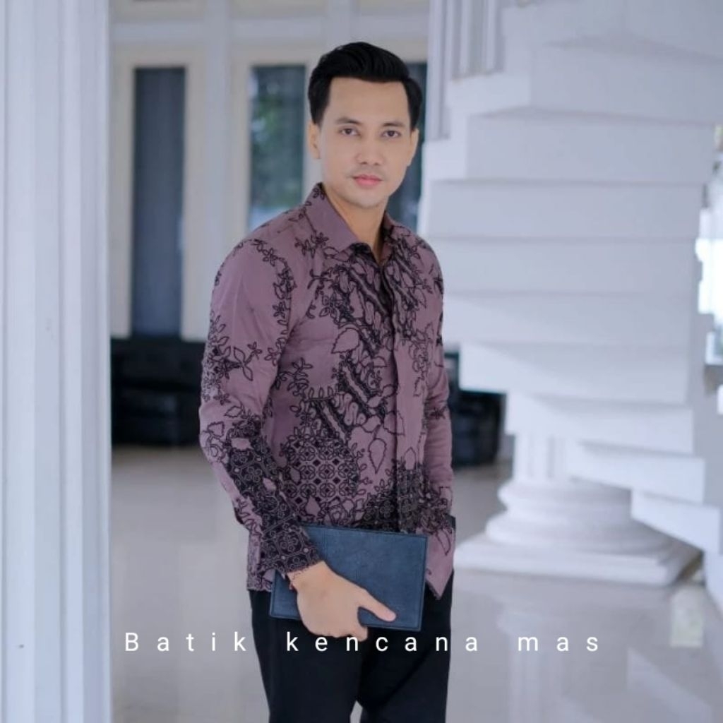 Batik motif MAWAR UNGU TARO|Batik premium |kemeja batik pria lengan panjang -pendek,moderen,full fur