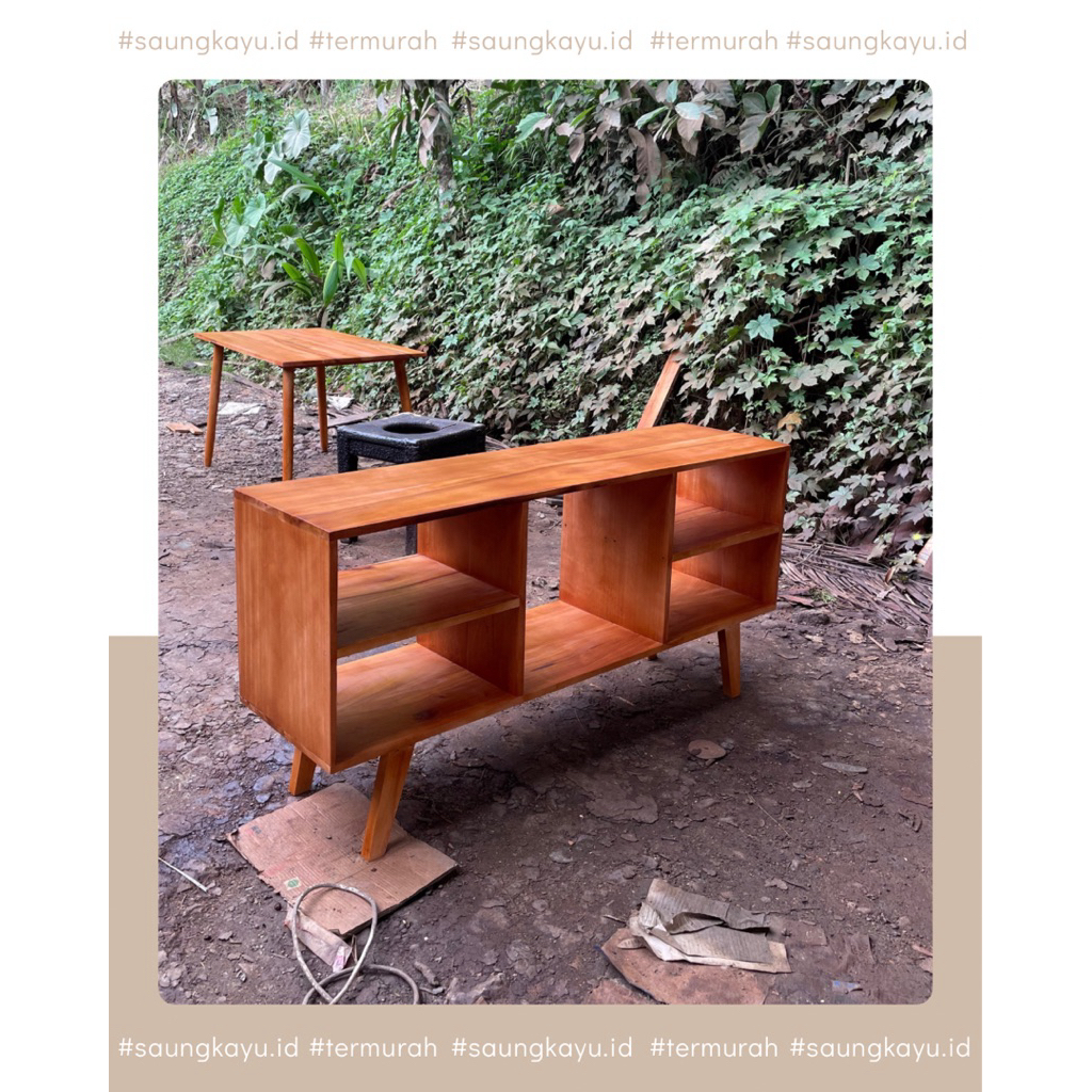 Rak tv minimalis meja tv kayu mahoni kokoh murah meja asli kayu kuat murah meriah