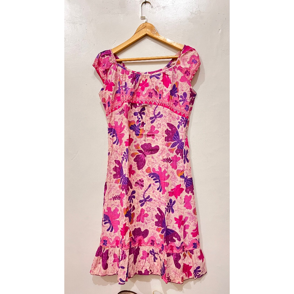 Preloved Dress Batik Pesta Casual Ruffle Nagita Batik Tulis Asli