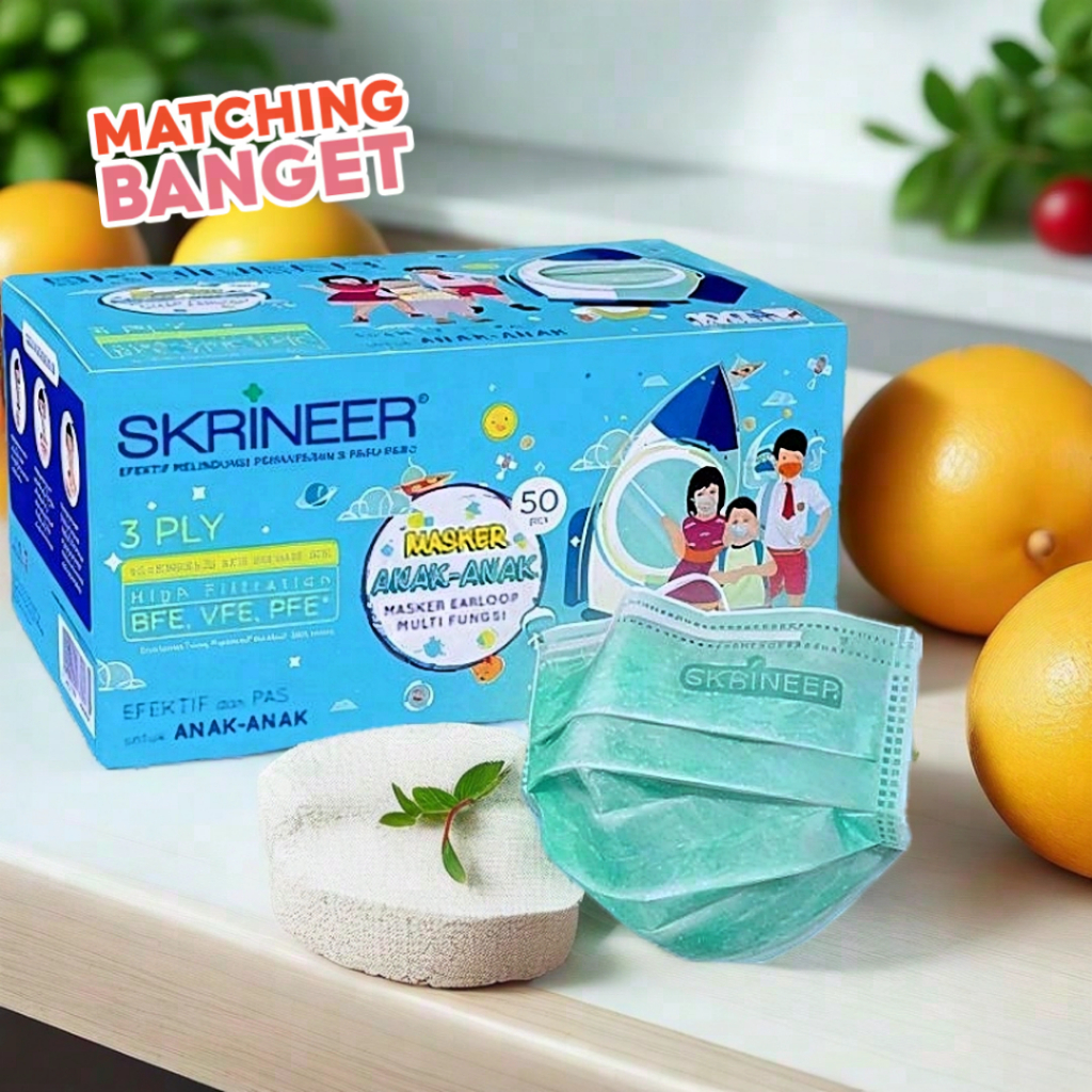 MASKER SKRINEER ANAK EARLOOP 3PLY BFE 99% 50s